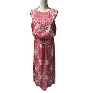 ⭐️ Women’s Chico’s Red Sleeveless Maxi Dress Size 1 ( 8 ) Boho Wedding Guest